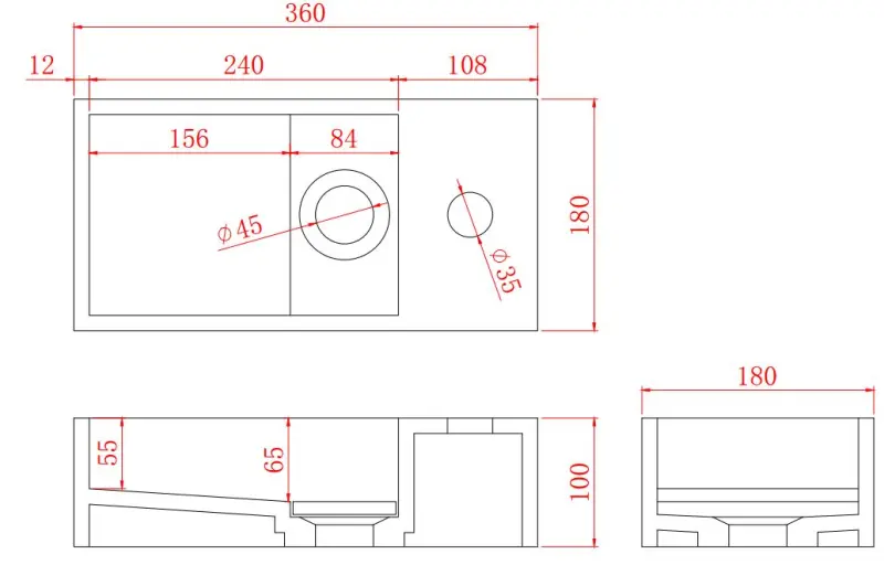 Solid-S Vandfontæne i solid surface, mat sort, B36xD18xH10 cm, med dæksel, model til højre med vandudløbshul, 1208954163
