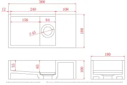 Solid-S Vandfontæne i solid surface, mat sort, B36xD18xH10 cm, med dæksel, højre model uden vandudløbshul, 1208954164
