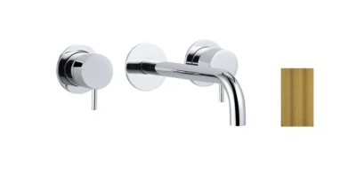 Waterevolution Flow 3-huls indbygget håndvaskarmatur i børstet messing med udløb 15 cm T1163FLE-15