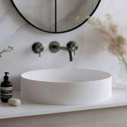 Waterevolution Flow 3-huls indbygget håndvaskarmatur PVD Gun metal med udløb 15 cm T1163FGME-15