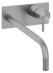 Waterevolution Flow built-in washbasin faucet with cover plate, fully stainless steel with 21 cm spout T1161BIE-21