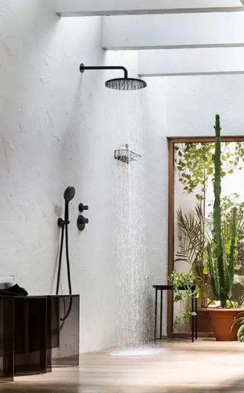 SB Round Brusesæt mat sort indbygning komplet