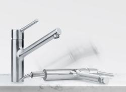 Franke Taros Neo massiv rustfrit stål lav køkkenarmatur med drejelig tud inox 115.0596.320