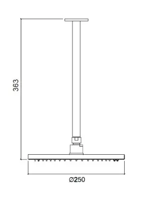 Waterevolution Flow overhead shower 250mm with ceiling connection, brushed copper T164225CPE