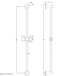 Waterevolution Flow glidestang 800mm Børstet Messing T1660LE