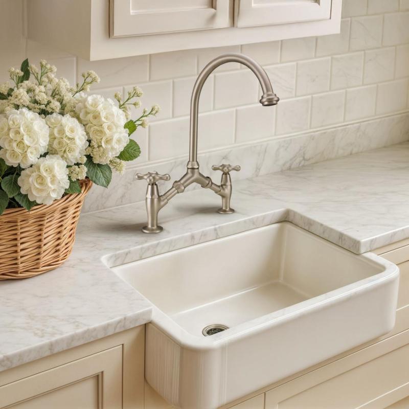 PB klassisk nostalgisk klassisk køkkenarmatur i rustfrit stål med variabel centerafstand 2 huller 18-25 cm 1208954353