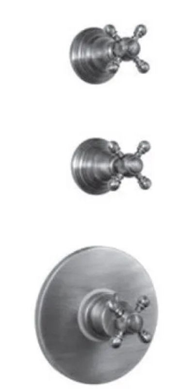 PB Classic nostalgisk indbygget brusetermostat med 2 stophaner i rustfrit stål-look