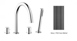 Waterevolution Flow 4-huls badekran til badekarmontage fuldt PVD Gun Metal T138GME