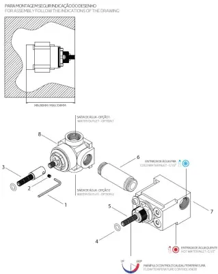 Waterevolution Flow indbygget brusetermostat med 1 stophanebørstet messing