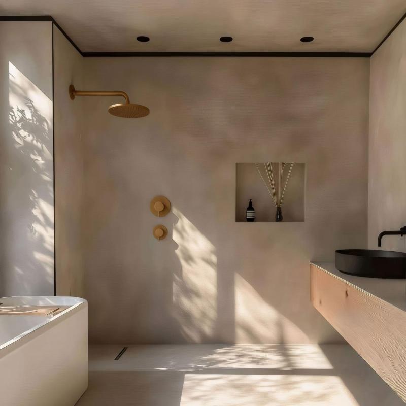 Waterevolution Flow indbygget brusetermostat med 1 stophanebørstet messing