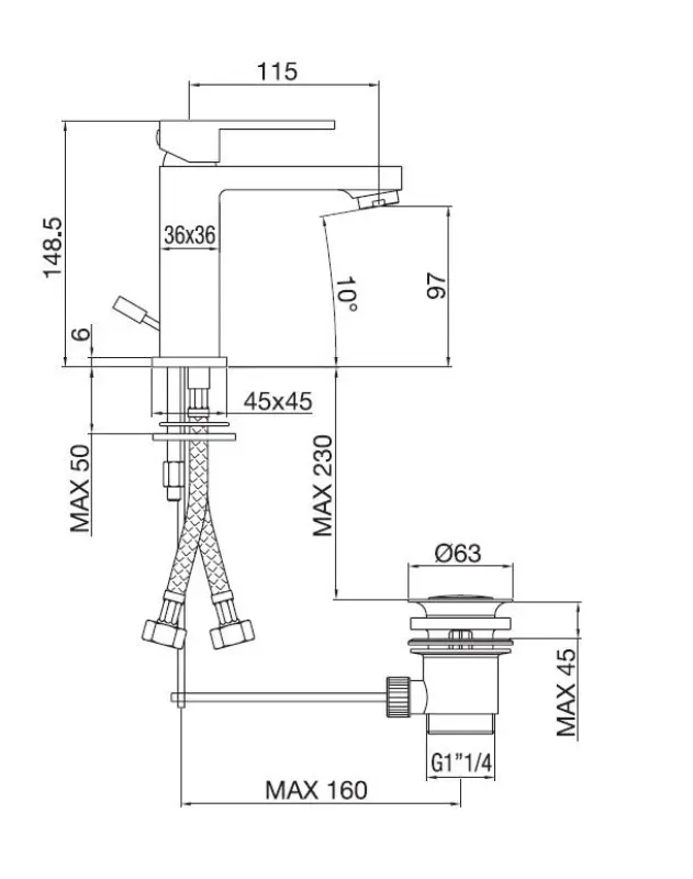 PB Kiki 1-huls håndvaskarmatur mat sort