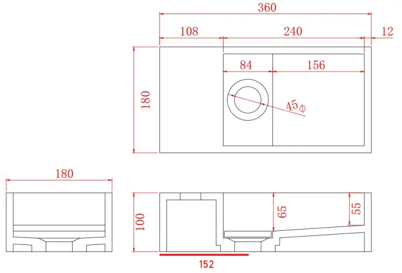 Solid-S Marble solid surface håndvask B36xD18xH10cm marmor mat sort venstre uden hanehul 1208954636