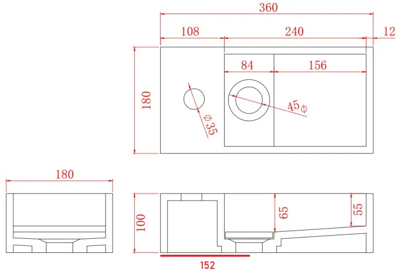 Solid-S Marble solid surface håndvask B36xD18xH10cm marmor mat sort venstre med hanehul 1208954637