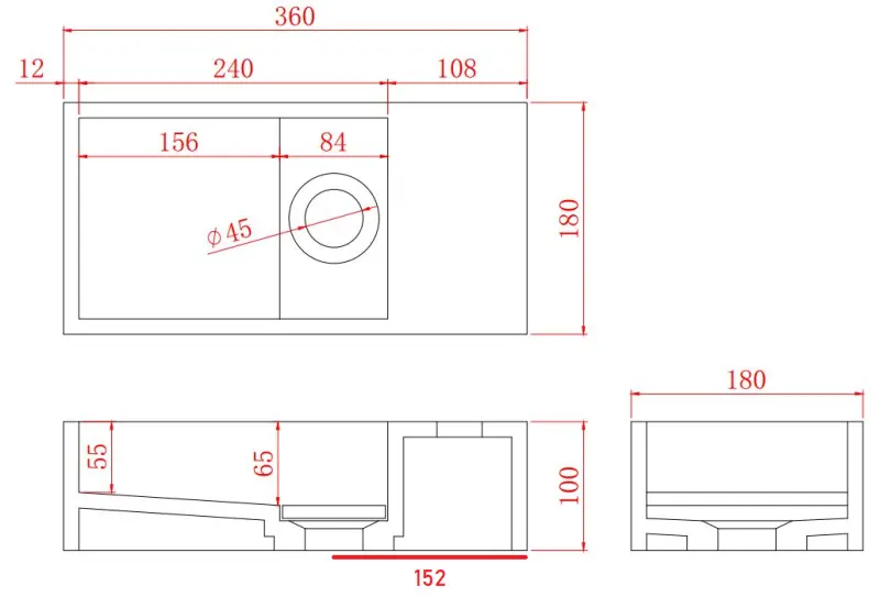 Solid-S Marble solid surface håndvask B36xD18xH10cm marmor mat sort højre uden hanehul 1208954639