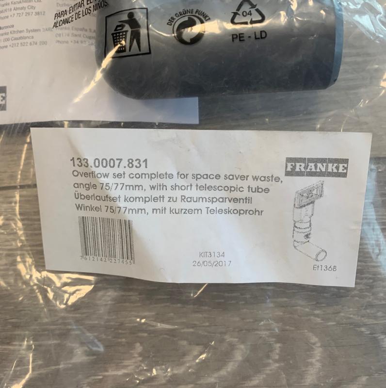 Franke Overløbsgarniture Universal ekstra kort 133.0052.765