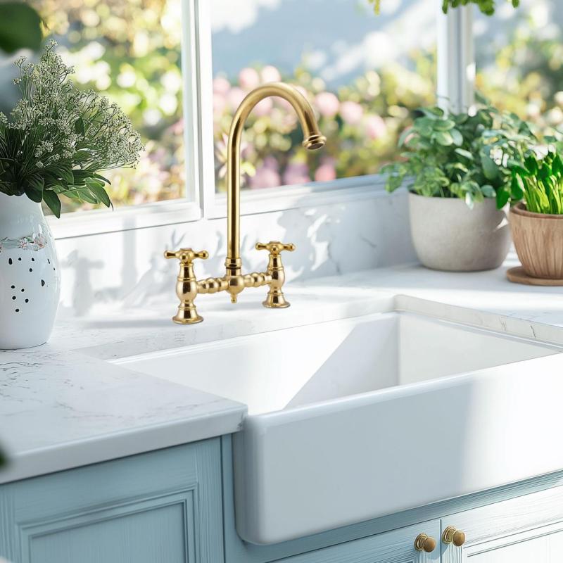 PB Nostalgisk Brokøkkenhane Messing Natur rund tud med stjernehåndtag 1208954669