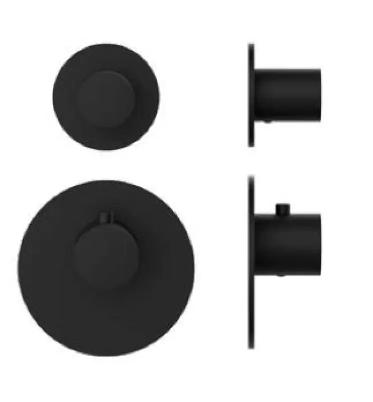 SB AESTHETICS Rund Indbygget termostatventil med 2 udgange / stop-omskifterventil mat sort 1208954916