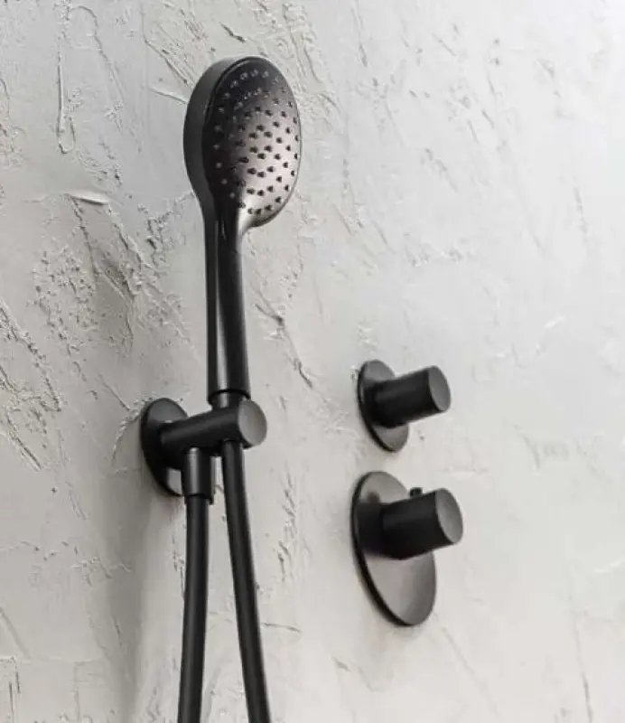 SB AESTHETICS Rund Indbygget termostatventil med 2 udgange / stop-omskifterventil mat sort 1208954916