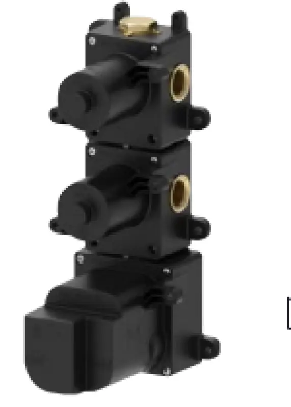 SB AESTHETICS Rund Indbygget termostatarmatur med 2 udgange / 2 x stopventil krom 1208954946