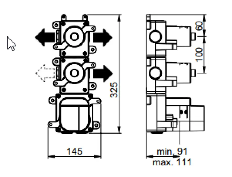 SB 316 AESTHETICS Rund Indbygget termostatventil med 3 udgange med omskifter og stopventil PVD kobber børstet 1208954950