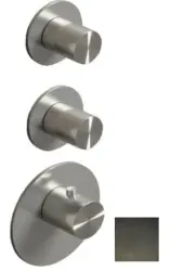 SB 316 AESTHETICS Rund Indbygningstermostat med 3 udgange med omskifter og afspærringsventil PVD gun metal børstet 1208954952