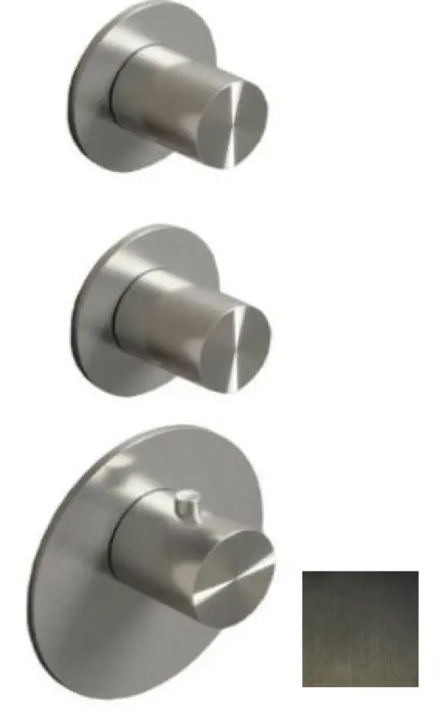 SB 316 AESTHETICS Rund Indbygningstermostat med 4 udgange/ 2x stop-omskifterventil PVD gun metal børstet 1208954959