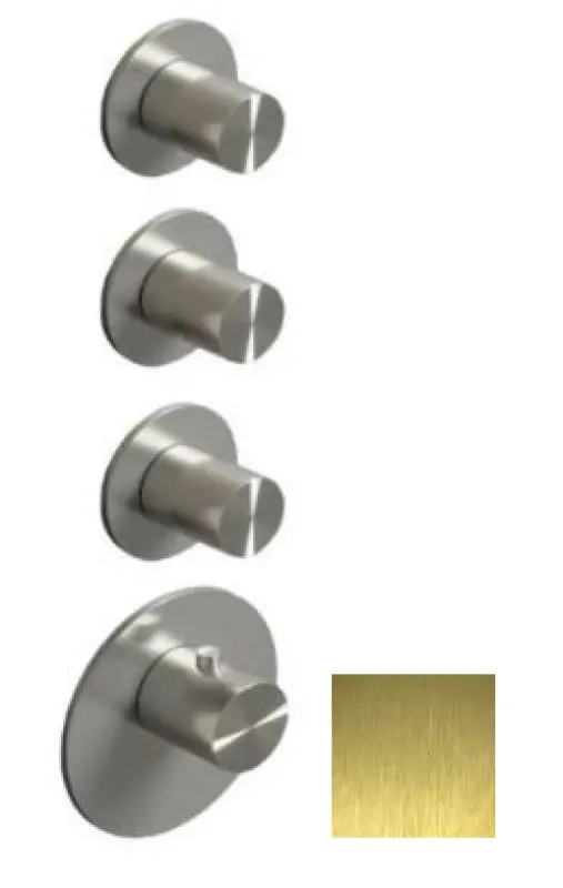 SB 316 ÆSTETIK Rund Indbygget termostatbatteri med 3 udgange/ 3x stopventil PVD børstet guld 1208954966