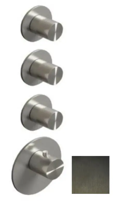SB 316 ÆSTETIK Runde Indbygningstermostat med 3 udgange/ 3x stopventil PVD gun metal børstet 1208954967