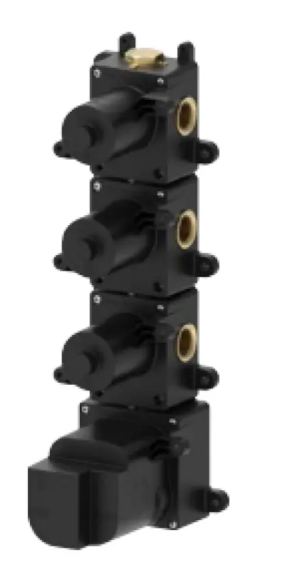 SB 316 ÆSTETIK Runde Indbygningstermostat med 3 udgange/ 3x stopventil PVD gun metal børstet 1208954967