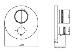 SB Push Round Indbygget termostatarmatur med trykknapomskifter og volumenregulator PVD guld børstet 1208955071