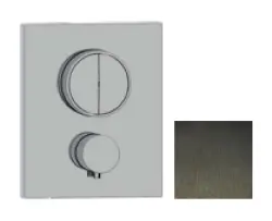 SB Push Square Indbygningstermostatarmatur med trykknapomskifter og volumenregulator PVD gun metal 1208955131