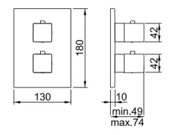 SB Universale Square Indbygget termostatventil med 2 udgange PVD kobber 1208955149