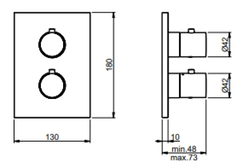 SB Universale Round on Square indbygningstermostat med 3 udgange, fuldstændig rustfrit stål 316, 1208955196
