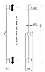 SB Rubinetterie Universale L 1000 Flexi Round glidestang mat hvid 1208955233