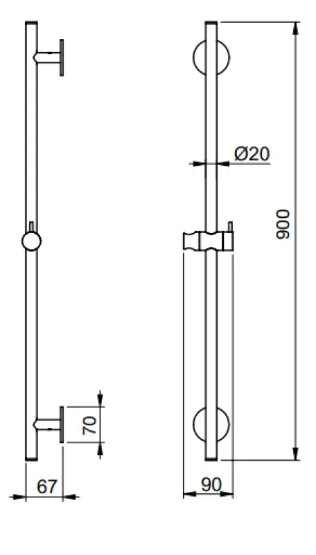 SB Rubinetterie Universale L900 glidestang PVD guld 316 1208955241