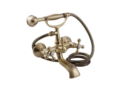 Aquadesign Marseille klassisk påbygget badekararmatur med stjerneknapper Bronze inklusive håndbruser