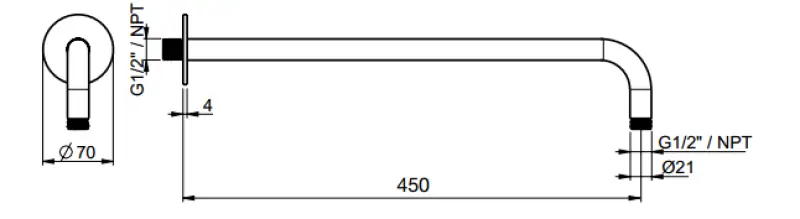 SB Round 316 væg brusearm rund 45 cm PVD kobber 1208955312