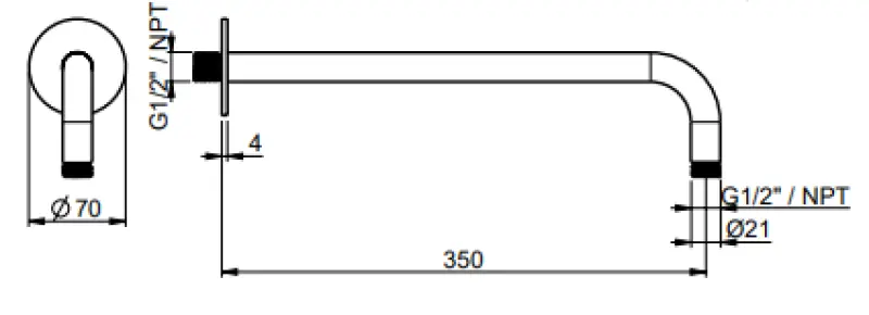 SB Round 316 vægmonteret brusearm rund 35 cm PVD guld 1208955316