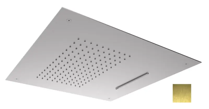 SB Square 316 Regnbruser indbygningsmodel med vandfald 50x50cm loftbruser PVD guld 1208955319