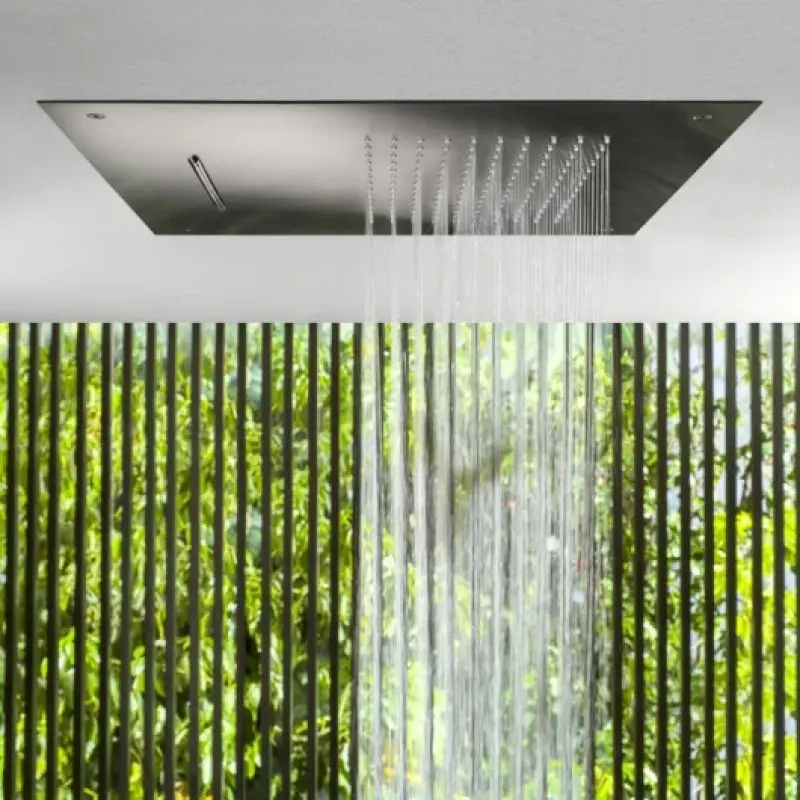 SB Square 316 Regnbruser indbygget med vandfald 50x50cm loftbruser PVD gun metal 1208955320