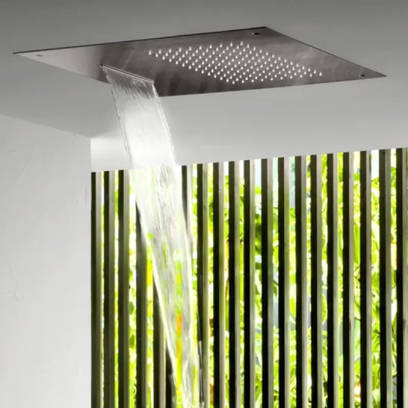 SB Square 316 Regnbruser indbygget med vandfald 50x50cm loftbruser PVD gun metal 1208955320