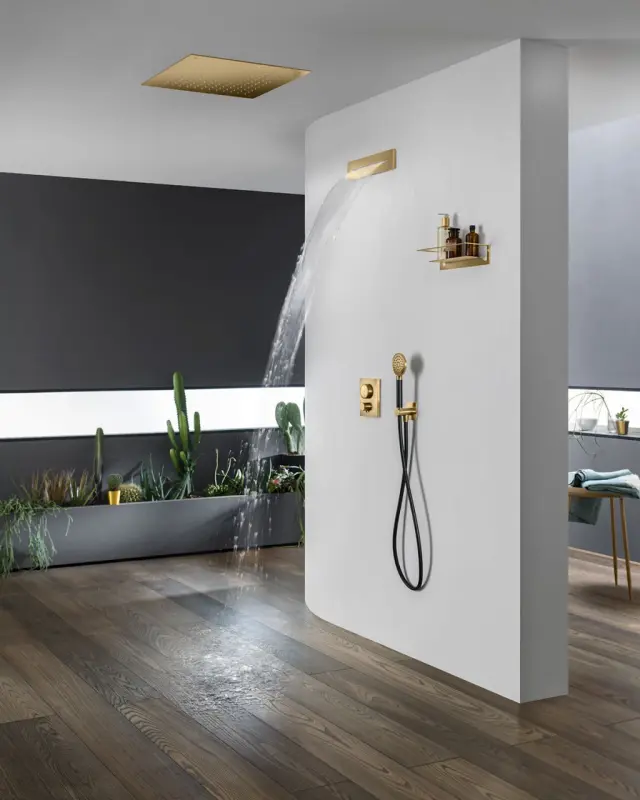 SB Square 316 Regnbruser indbygning 50x50cm PVD guld 1208955322