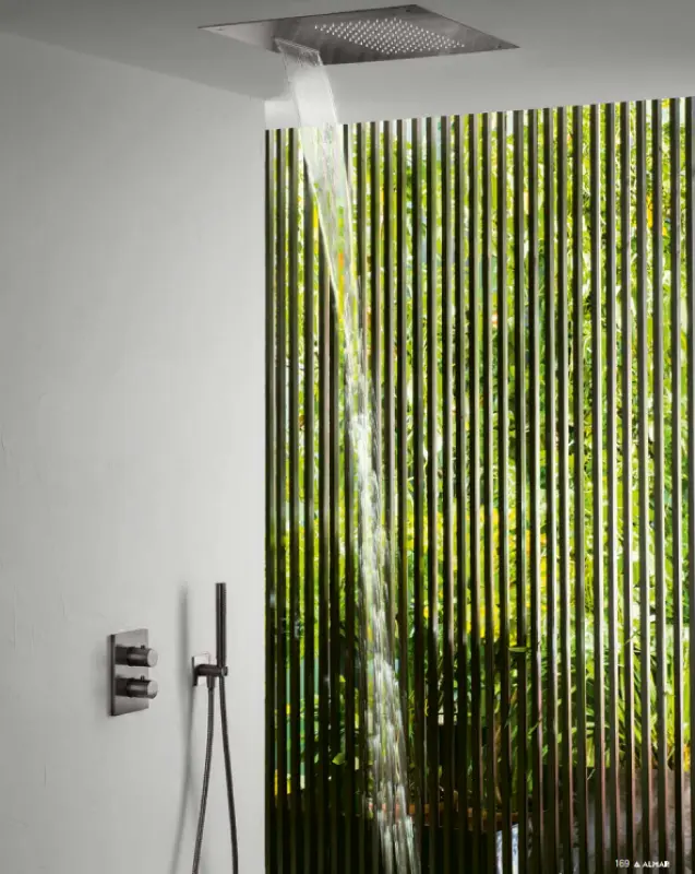 SB Square 316 regnbruser indbygning med bølgespray 38x38cm PVD gun metal 1208955326