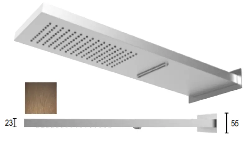 SB Square 316 Regnbruser med vægtilslutning og vandfaldsbruser PVD kobber 1208955330