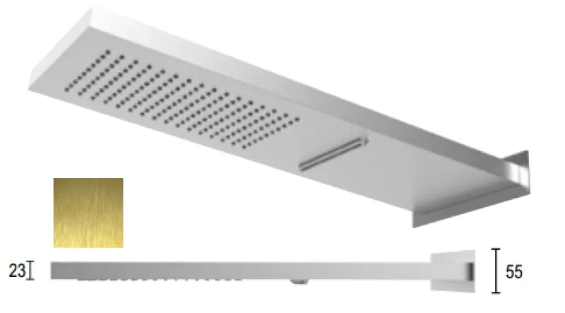 SB Square 316 Rainshower med vægtilslutning og vandfaldsbruser PVD guld 1208955331