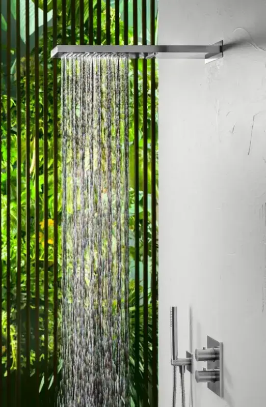 SB Square 316 Rainshower med vægtilslutning og vandfaldsbruser PVD guld 1208955331