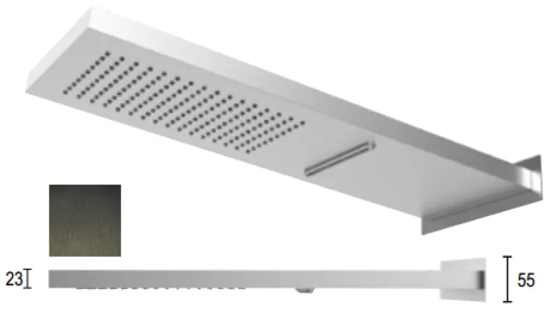 SB Square 316 Regnbruser med vægtilslutning og vandfaldsbruser PVD gun metal 1208955332