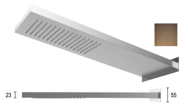 SB Square 316 regnbruser med vægtilslutning hovedbruser PVD kobber 1208955333