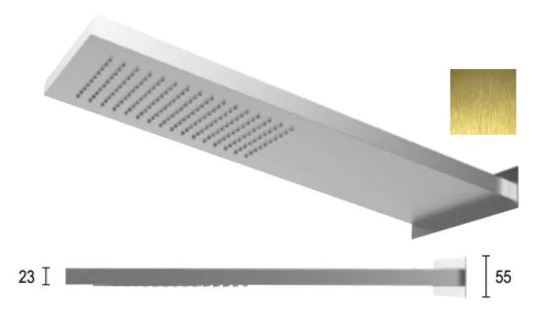 SB Square 316 Regnbruser med vægtilslutning hovedbruser PVD guld 1208955334