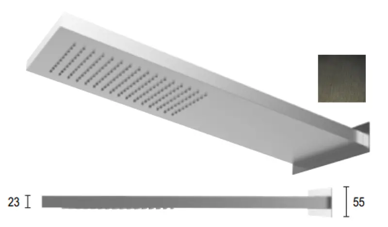 SB Square 316 Regnbruser med vægtilslutning hovedbruser PVD gun metal 1208955335